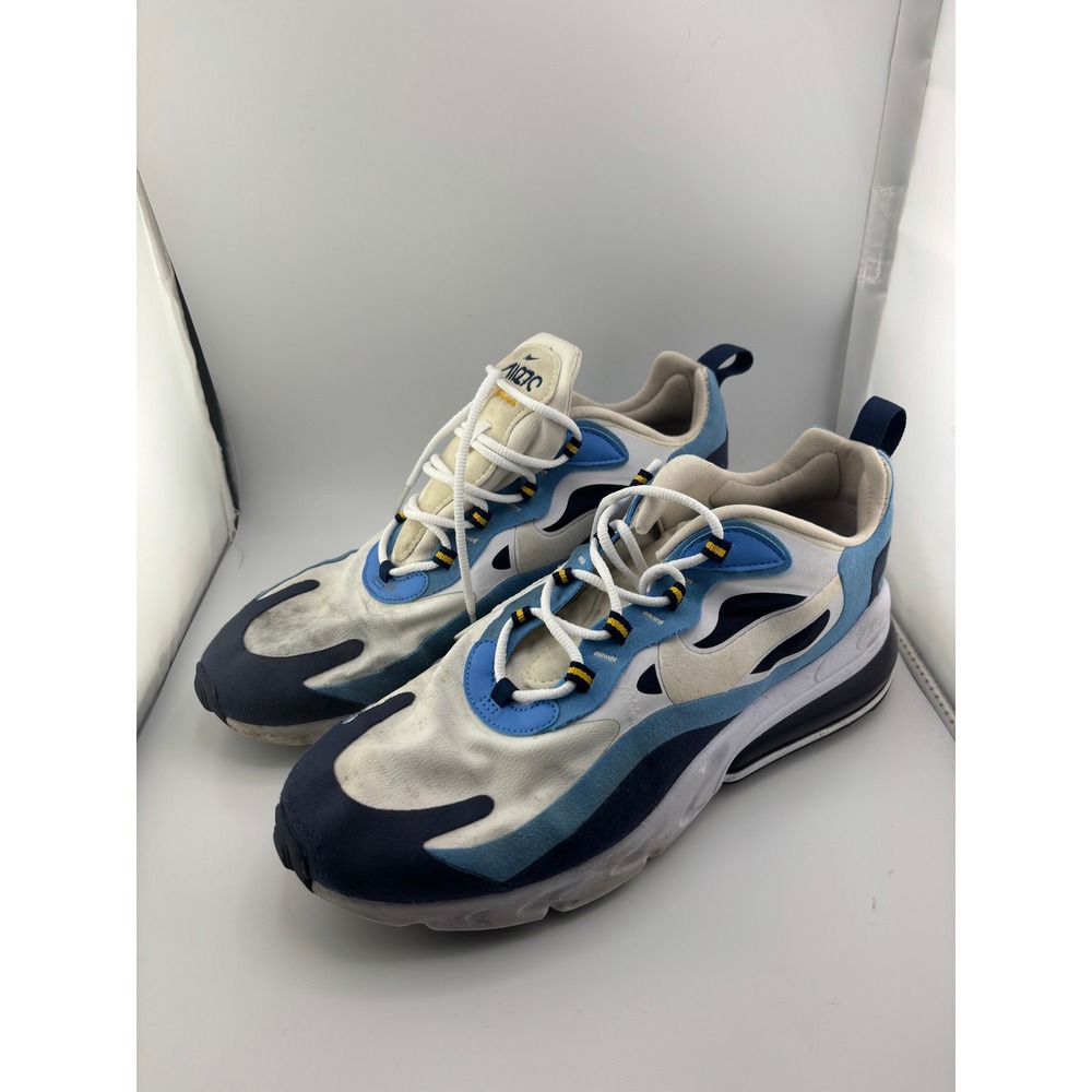 Nike Air Max 270 React White Light Blue Navy Mens Sneakers CT1264-104